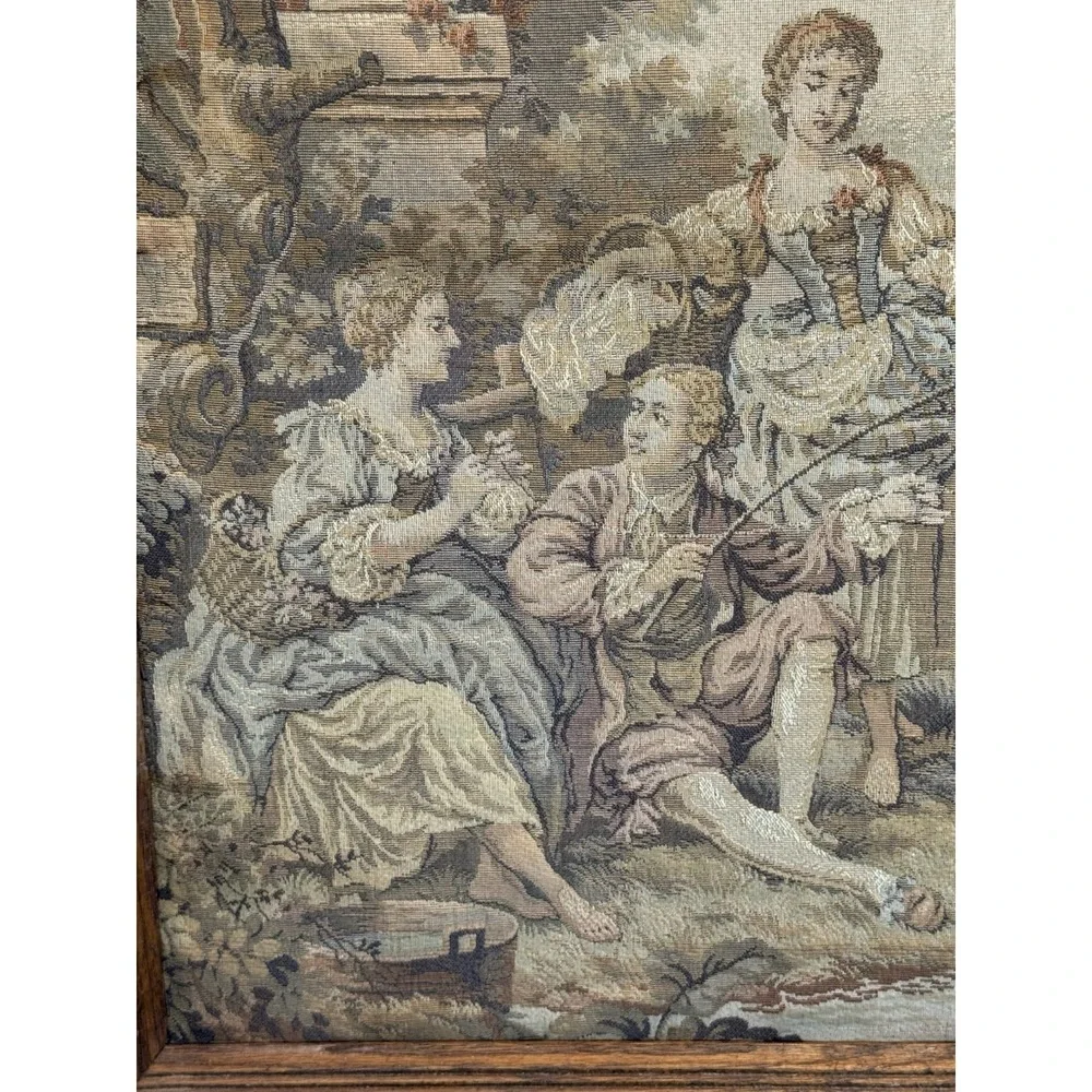 Vintage French‎ Romantic Décor Tapestry Goblins Medieval Art 18/23 Inches